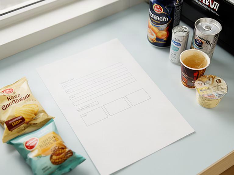 Modulo di contatto visualizzato su una scrivania vicino a materiali per distributori di snack